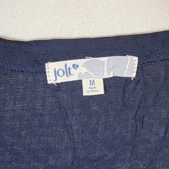 Jolt Navy Blue Embroidered Sleeveless Top Size M - Picture 4 of 5